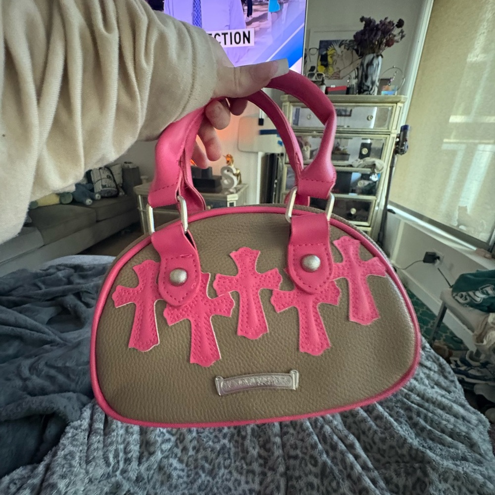 Chrome Hearts Stylish Pink and Tan Women's Handbag